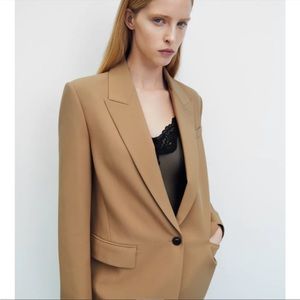 Zara Oversized Blazer With Pockets Taupe